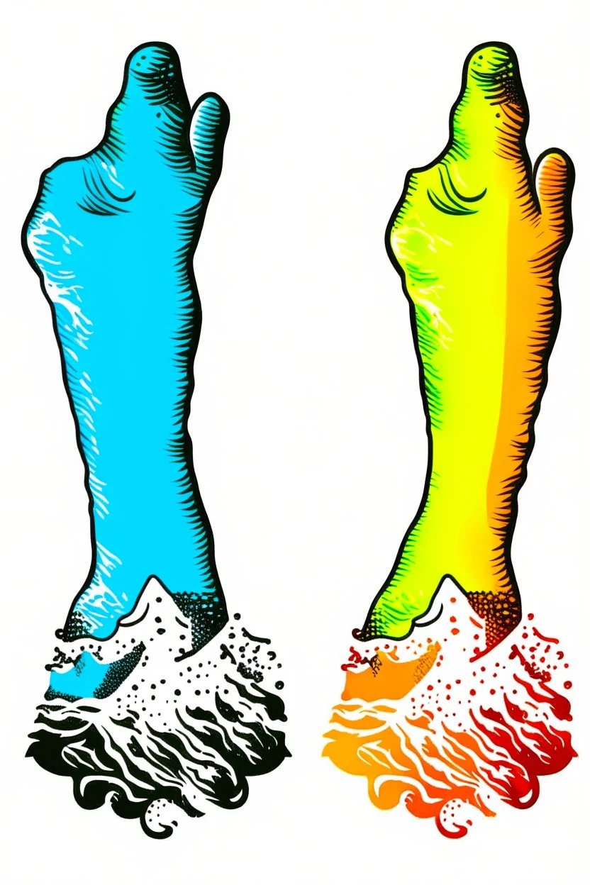 Draw two footprints. The footprint is white and made entirely from the shapes of ghosts in the style of Salvador Dali’s “the face of war”. Use no more than 4 colours.