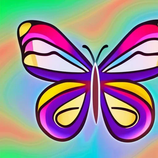 butterfly logo with rainbow marble background