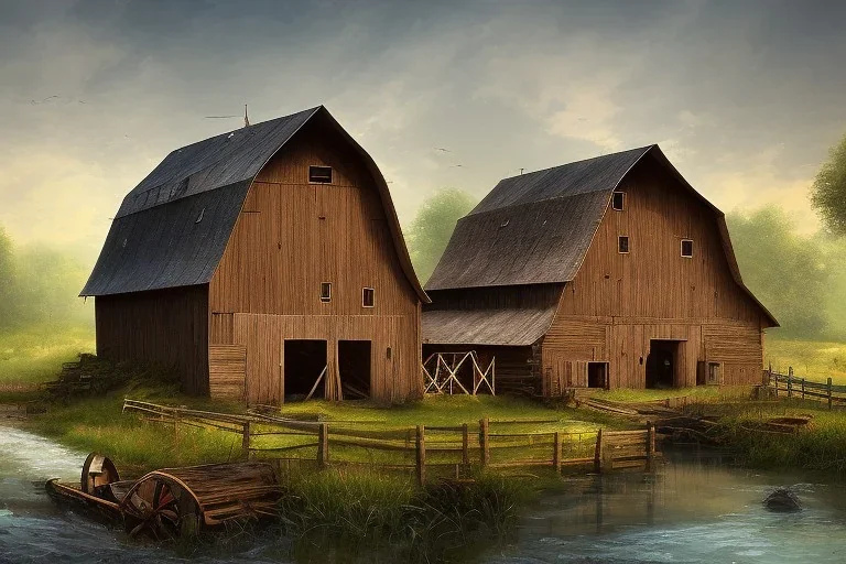 farm river barn