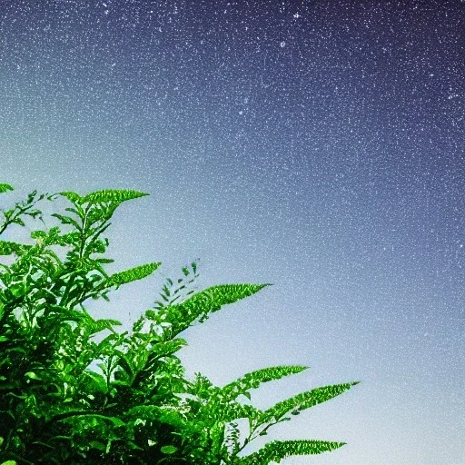 green plants against a stary sky