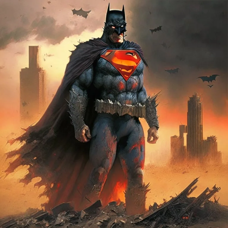 The Superman fusion Batman, mordor 1980 wasteland