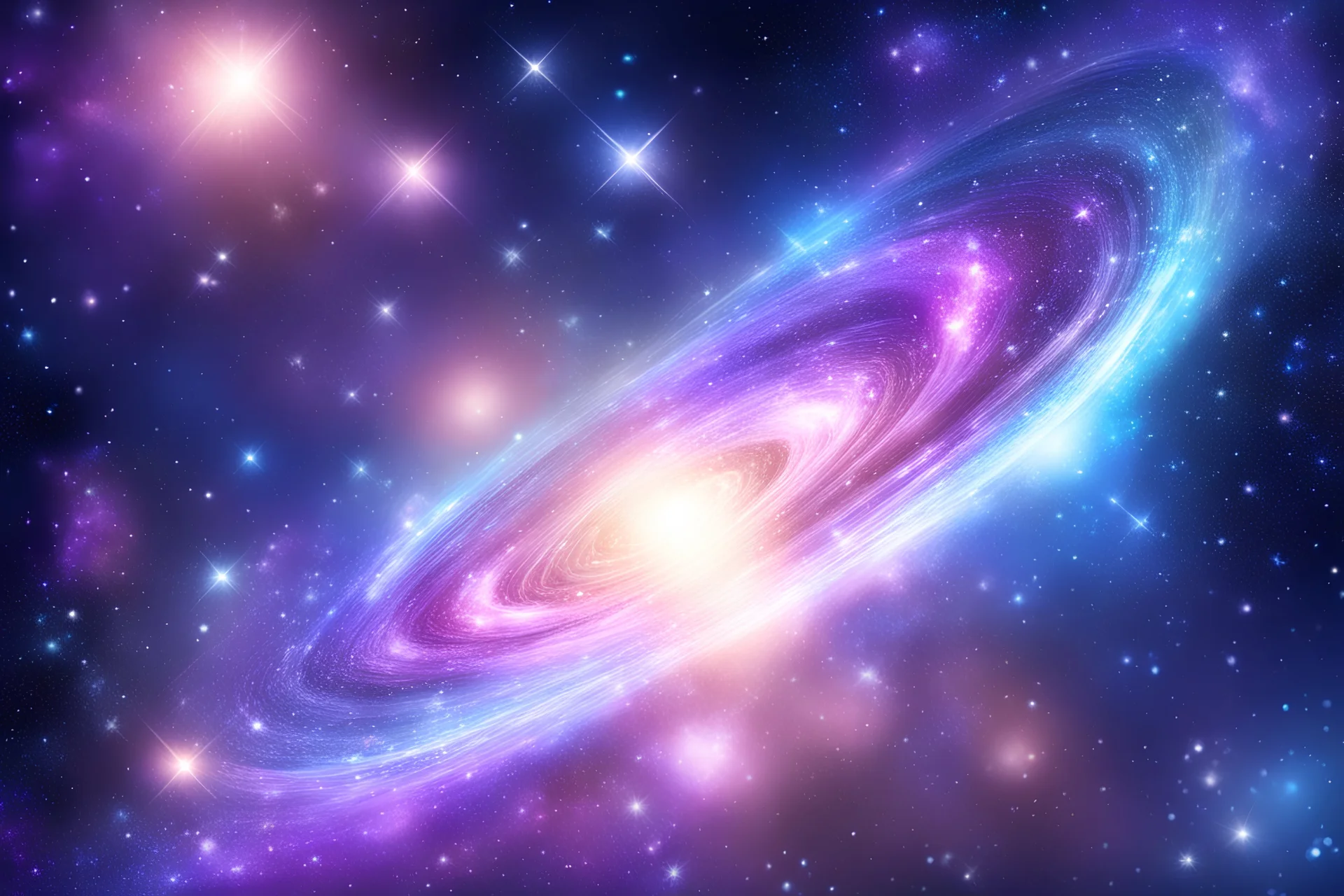 fine sky of a galaxy with subtil bright glitters, little gems and diamonds, light colours
