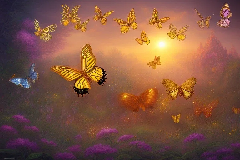 opening to the gold rise of butterflies