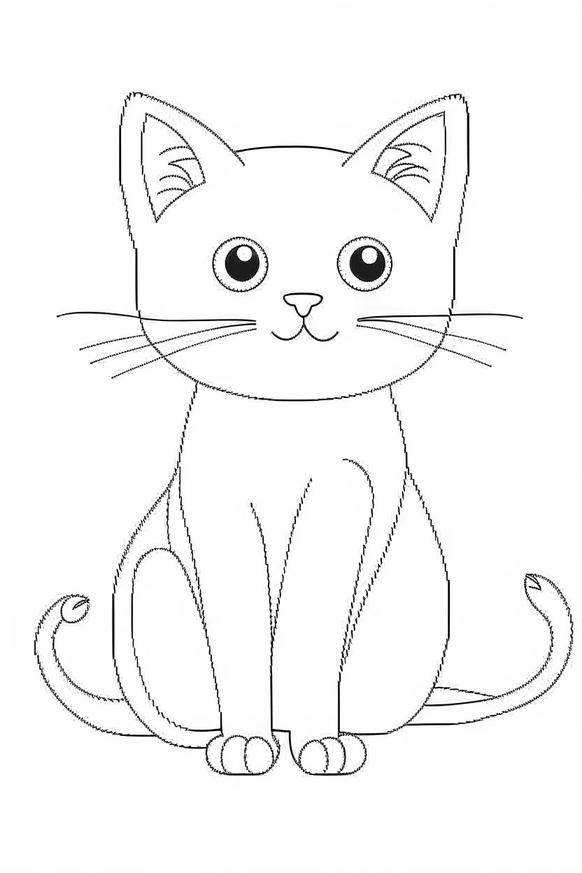 blank colouring book, simple picture for toddlers, cat