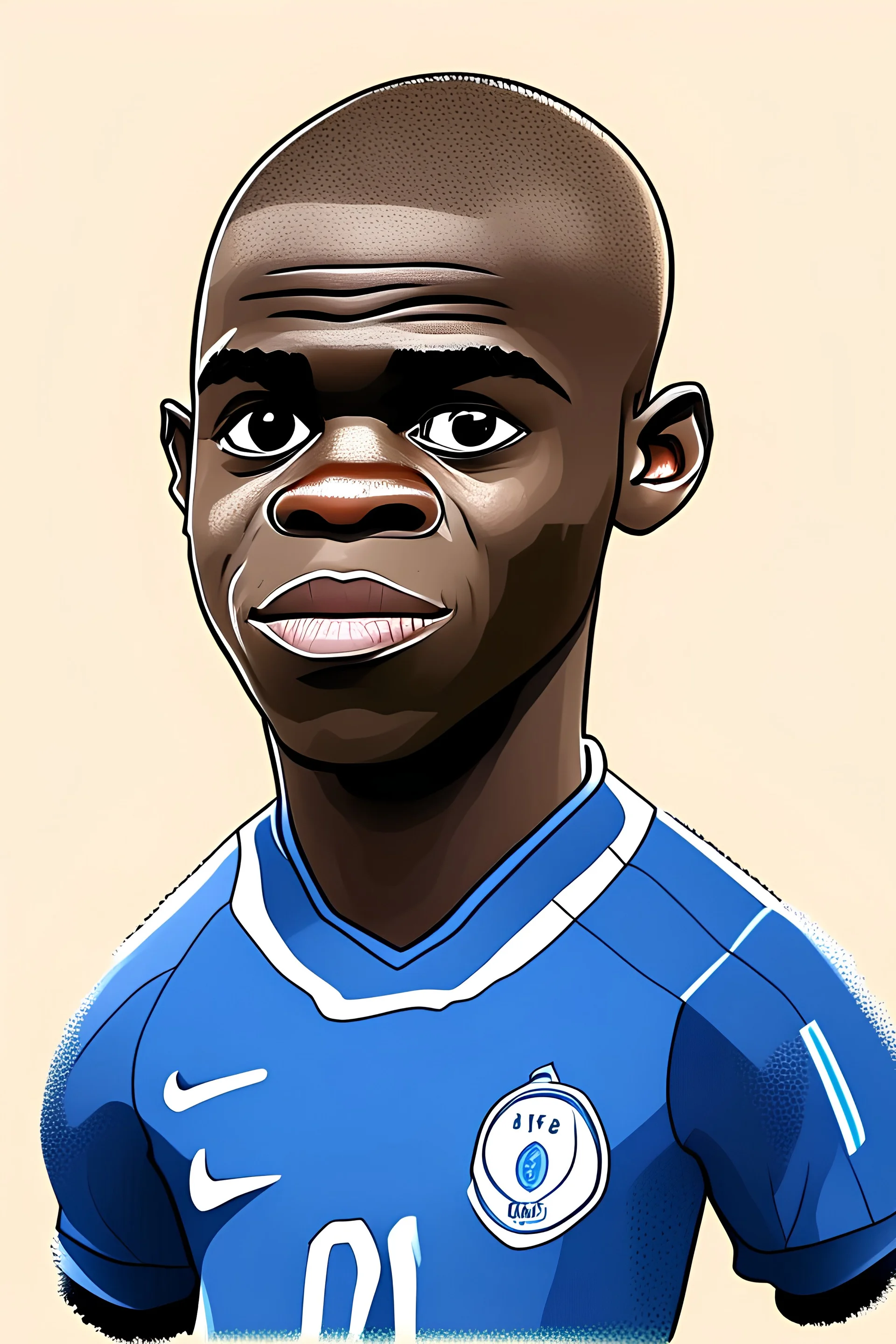 Ngolo Kante French soccer player , cartoon 2d