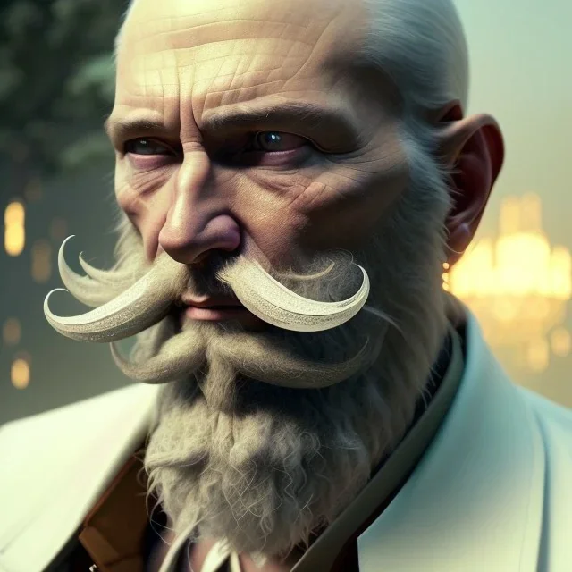 "MIddle aged white human male, with a trimmed but uneven beard, piercing green eyes with slick back hair head and shoulders portrait, 8k resolution concept art portrait by Greg Rutkowski, Artgerm, WLOP, Alphonse Mucha dynamic lighting hyperdetailed intricately detailed Splash art trending on Artstation triadic colors Unreal Engine 5 volumetric lighting Splash art fantasy"