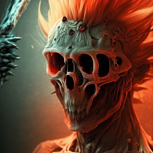 8k, Dark, horror, blood, guts, detail, Goku, real