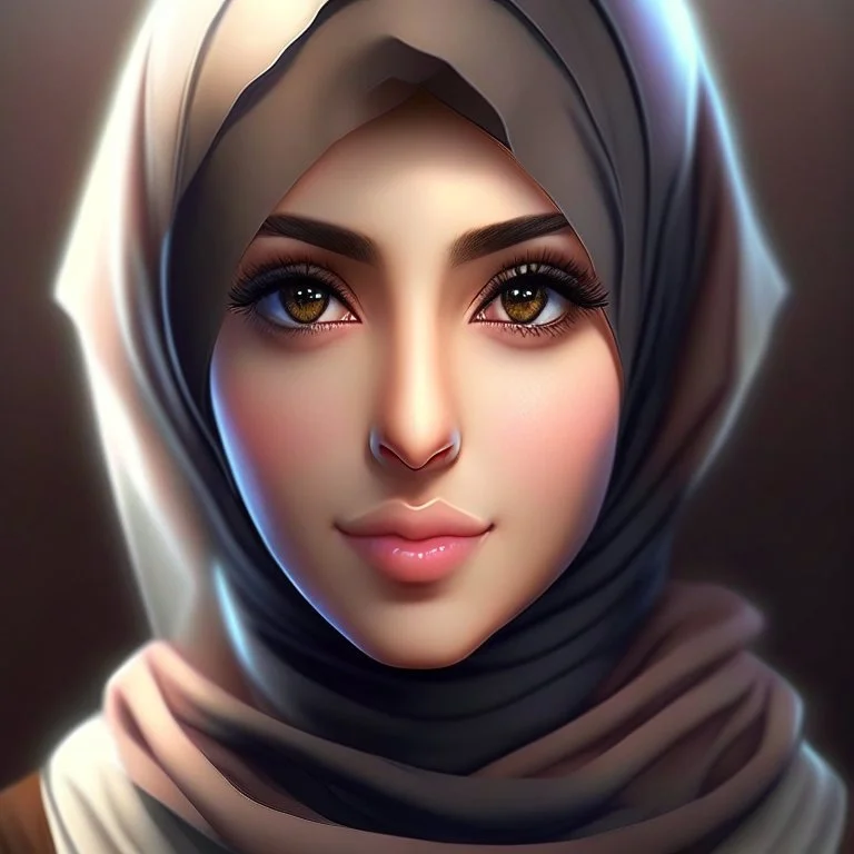 3d anime Only the face Muslim Pretty impressive women,Portrait image,professional look