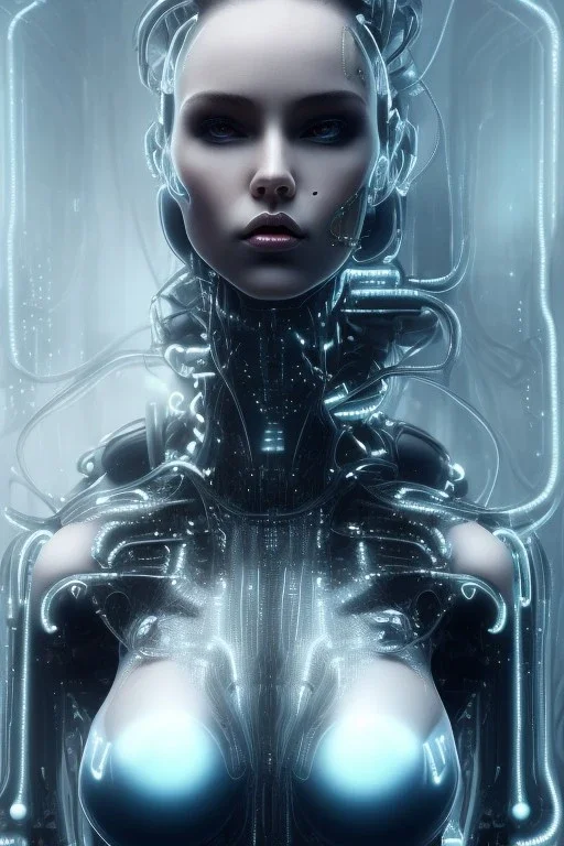 cyberpunk, black latex body, women, body portrai, big boobs, highlight eyes perfect, skin, tron, cyborg, perfekt sexy, real, dream, hr giger