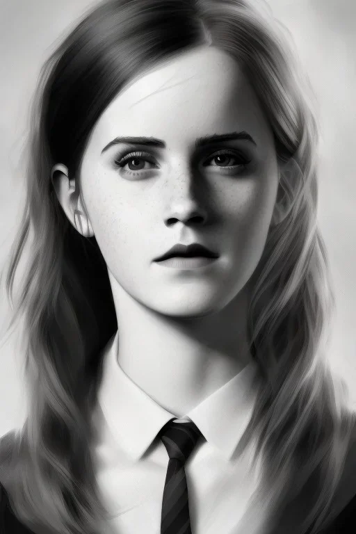 emma watson identify face, Hogwarts uniform , big busty , dirty face, pintura, ,details,texture,8k quality, florest, Minimalism, Romanticism, Expressionism, Impressionism