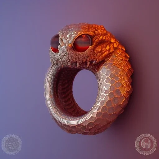 ouroboros as stone ring with red diamond eyes, sculpture, hyperphotorealistic, 8k,UHD,macro lens, sharp focus, hyper detail, sparkle, 800mm