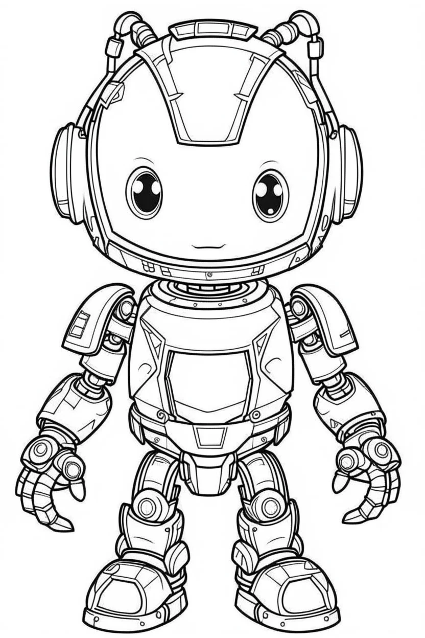 outline art for cute Robot coloring pages with sitch, white background, Sketch style, full body, only use outline, toddlers style, clean line art, white background, no shadows and clear and well outlined.