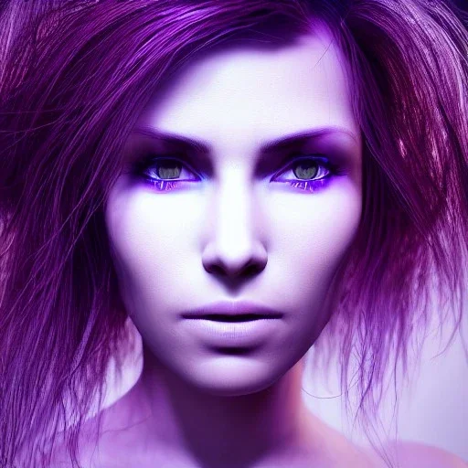 A portrait of a metal queen, atmospheric, realistic, unreal engine, cinematic lighting, octane render, transoarent, blue and purple light,sexy, beautiful, glowing,