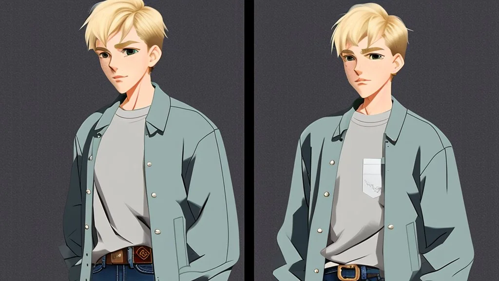 George is estimated to be 20 years of age (as of Broken Sword 1). His trademark appearance consists of blond hair, cut short in the back but left long in the front, as well as jeans with incredibly deep pockets and a blue-green jacket over a white t-shirt.