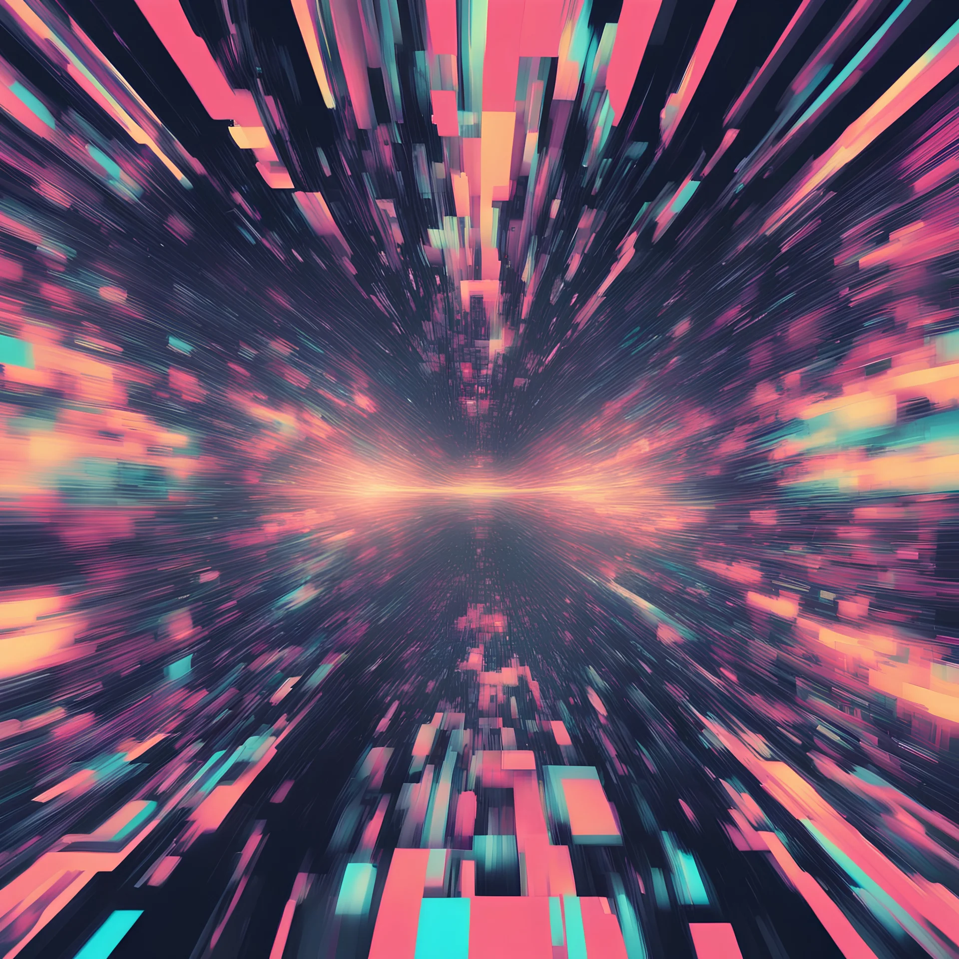 Generate a visually striking glitch effect poster using the provided image. Distort and manipulate the elements to create a digital glitch aesthetic, incorporating pixelation, displacement, and color aberrations. Enhance the overall impact with dynamic and chaotic glitch patterns, giving the poster a futuristic and edgy feel. Experiment with variations to achieve an eye-catching result suitable for a contemporary and creative audience.