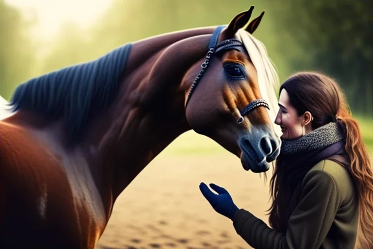 Menschliche Hand streichelt ein Pferd