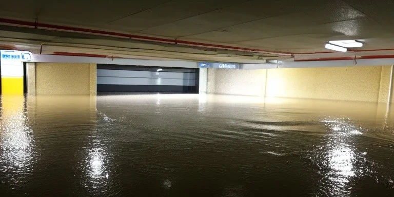 A flood in a parking garage