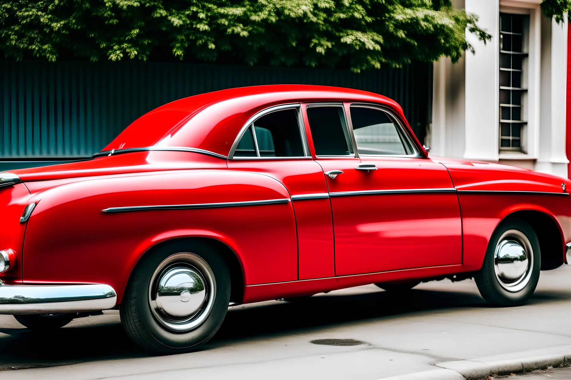 red car sedan