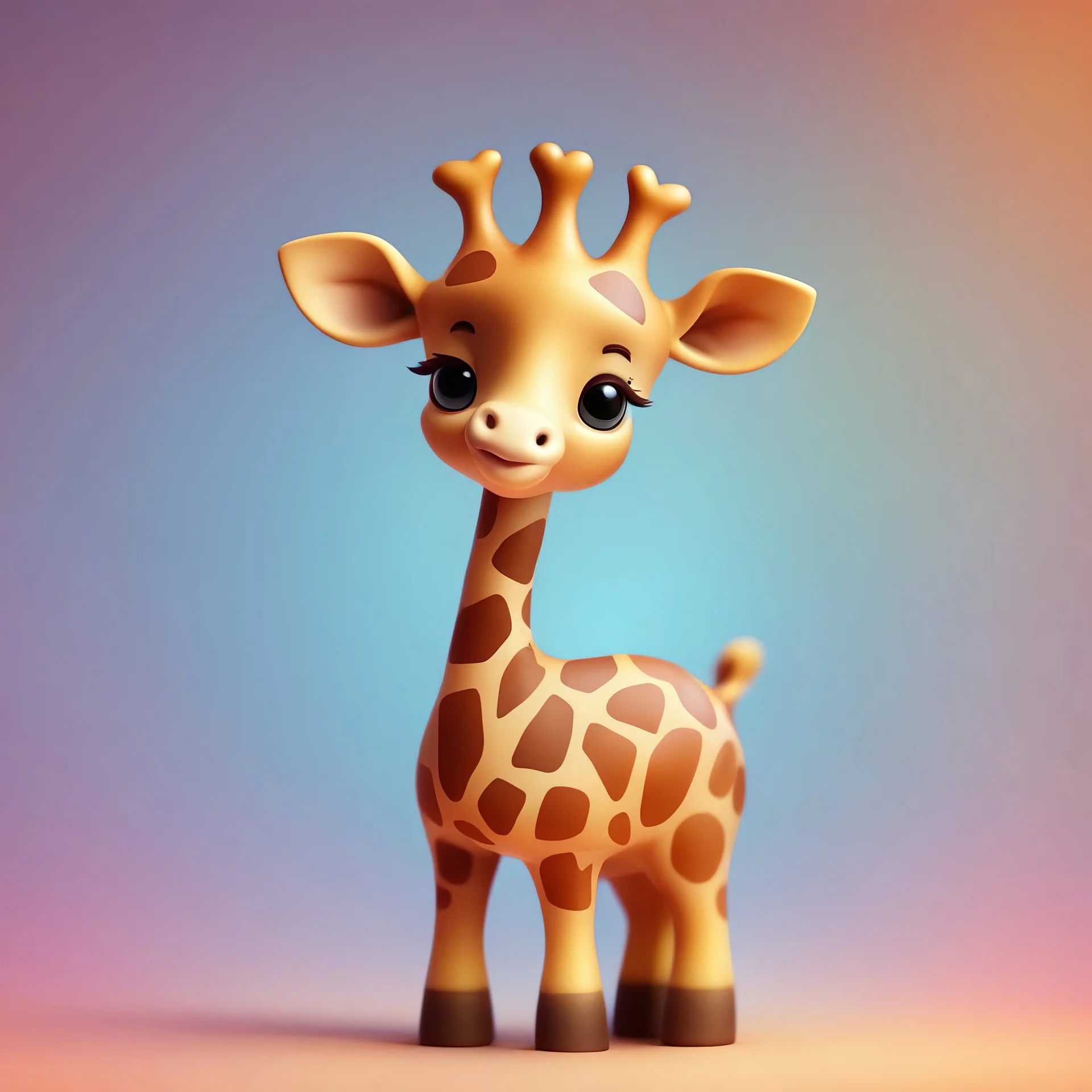 Create giraffe style cute figurine and gradient background