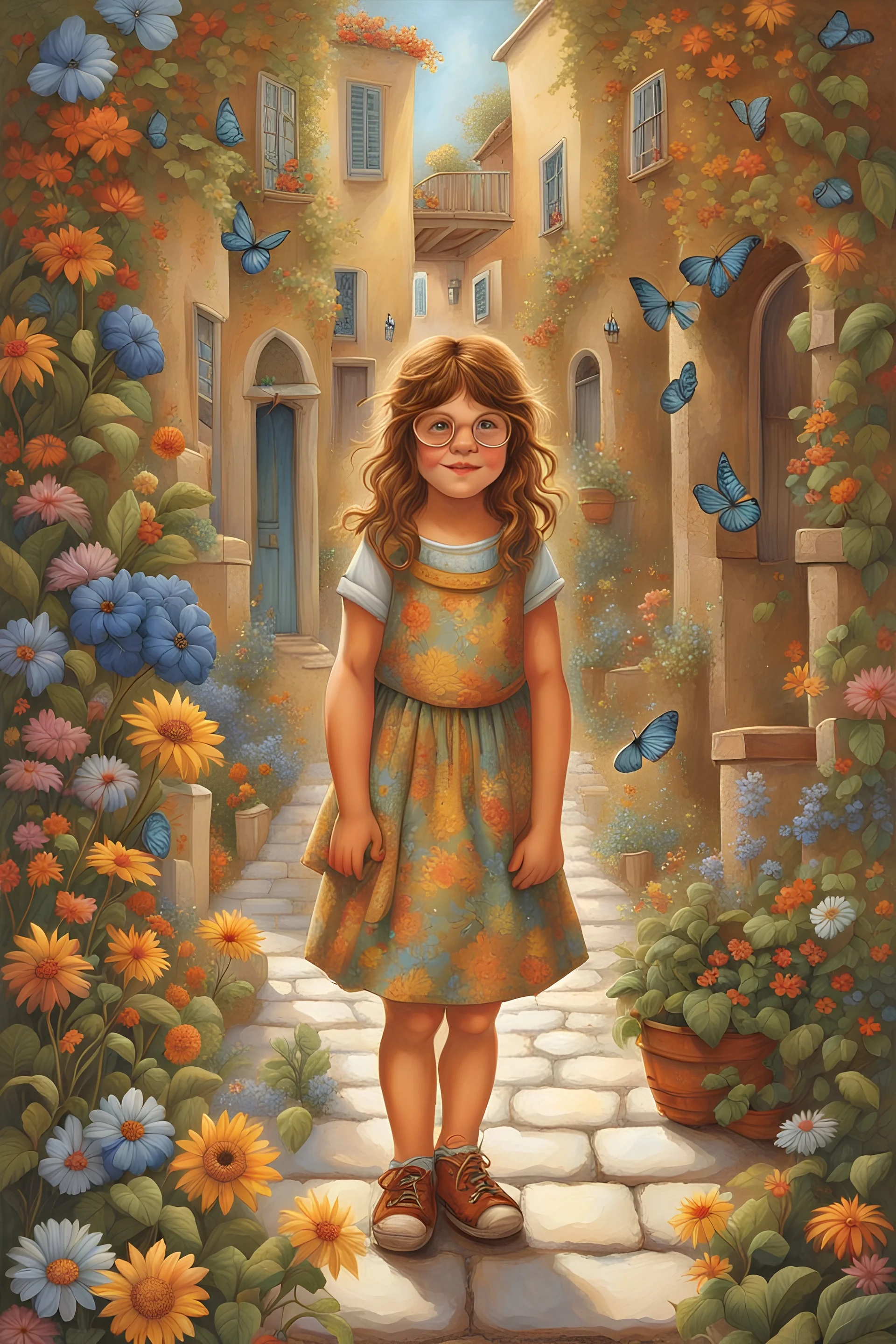 Standing on a sidewalk Rocking my glasses and a smile, l've mastered the art of seeing beauty everywhere! In a world filled with light, nature, and happy girl, my vision care is on point! Lost in the magical world , feeling like a kid again inspired by James christensen