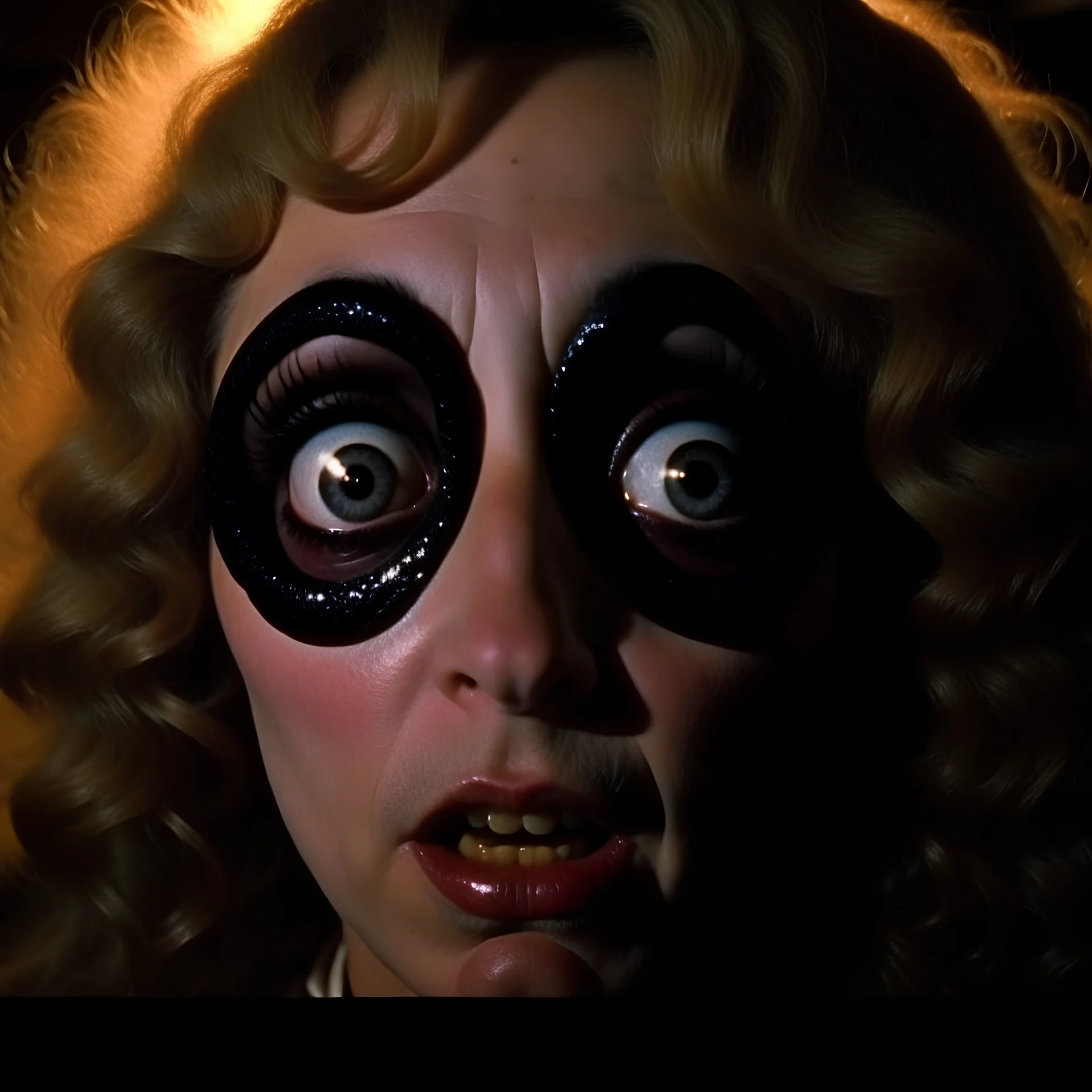 Spooky, ultra realistic distress, dining, ultra realistic hot woman, giant eye, organic hot bondes, dynamic, anguish, excited and lively scene, hypermaximalist figures, Creepy the Ring Alfred Hitchcock, Sam Raimi, insanely detailed, sinister, John Carpenter, Dario Argento, ornate