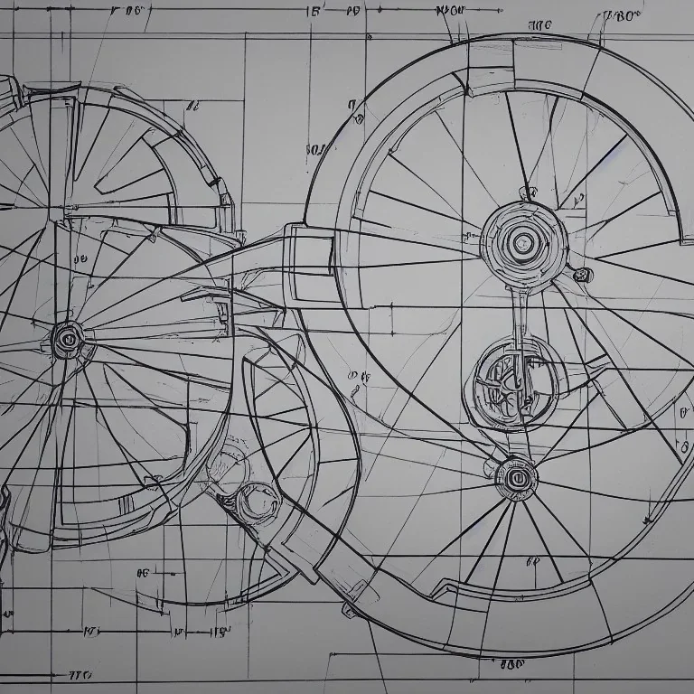 Technische zeichnung Lastenrad aus dem Jahr 2100