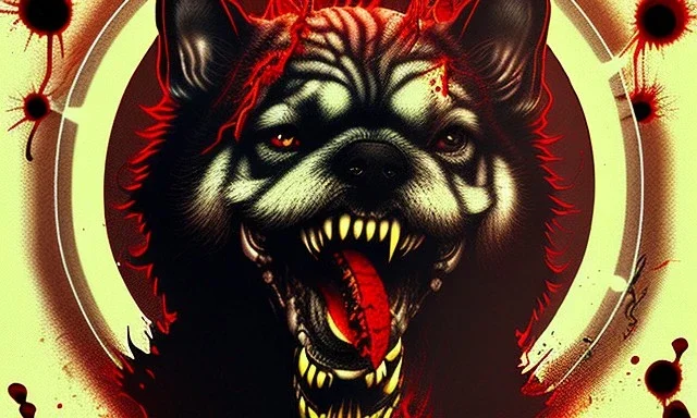 horror angry dog whit bloody text WELCOME