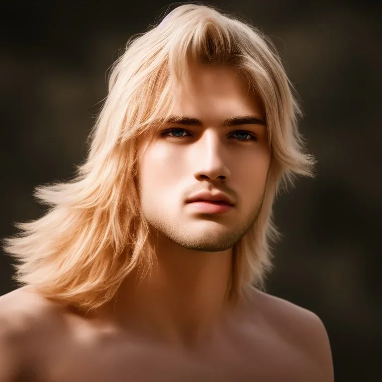 masterpiece, best quality, beautiful boy, blond flutter hair, highly detailed body, sun light, 4K, RAW, depth of field, high contrast, realistic details, 150mm