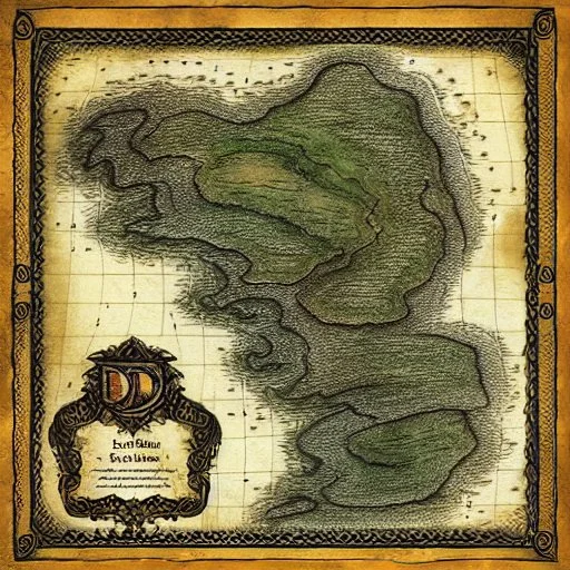 dnd, fantasy, map of the realm, black sand, map, parchment, illustration