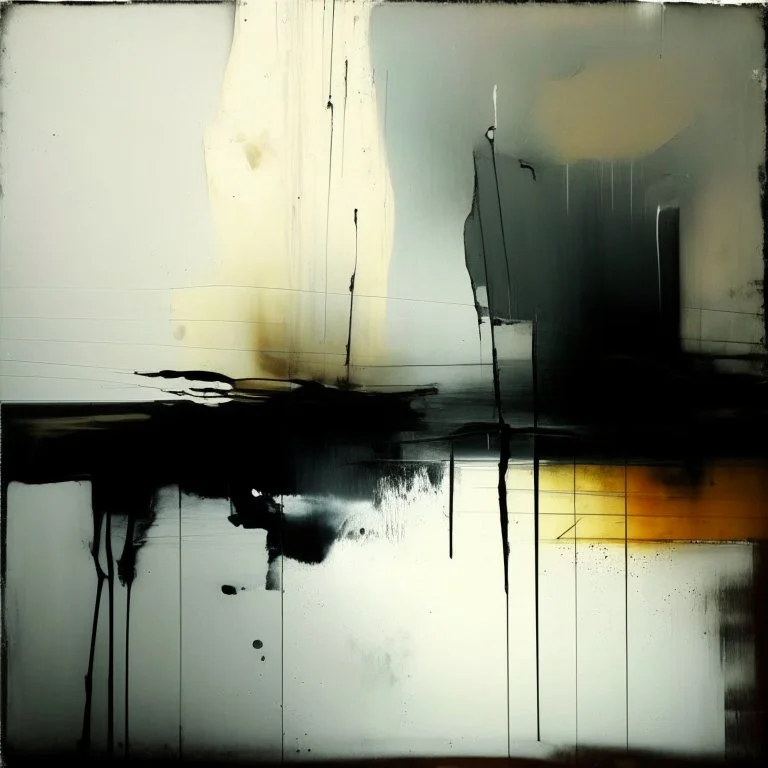 a contemporary minimalist abstract desolate landscape. large brush strokes and dripping paint. In style of Justin Mortimer and Phil Hale.