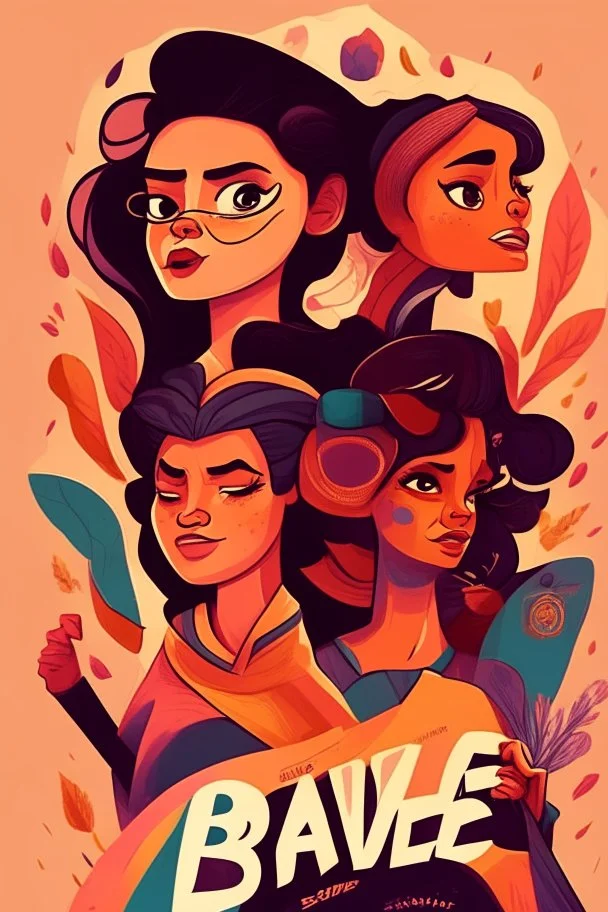 Create an illustration that celebrates women's rights and empowerment, brave, style cartoon