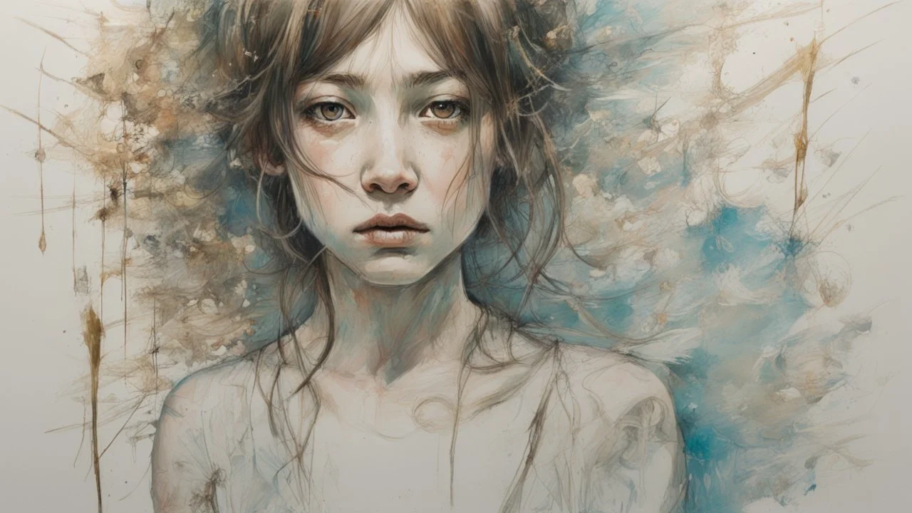 oil painting (medium), (carne griffiths:1.3), (yuko shimizu:1.2) Perfect centralization, coelho (franco)de Donnie, Standing position, beleza abstrata, Centrado, looking at the camera, Facing the camera, nearing perfection, Dynamic, altamente detalhado, liso, foco nítido, 8k, high-definition resolution, illustration, arte de Carne Griffiths e Wadim Kashin, fundo branco