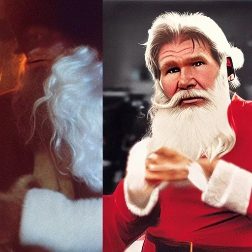 Stable diffusion, imagine an epic photo of Harrison ford as Santa Claus, ultra realistic, cinematic