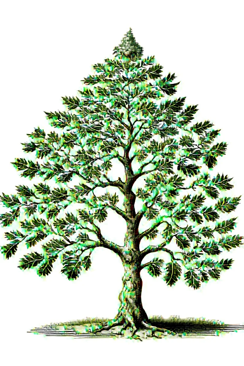 Ohio Buckeye tree, painted illustration on a white background