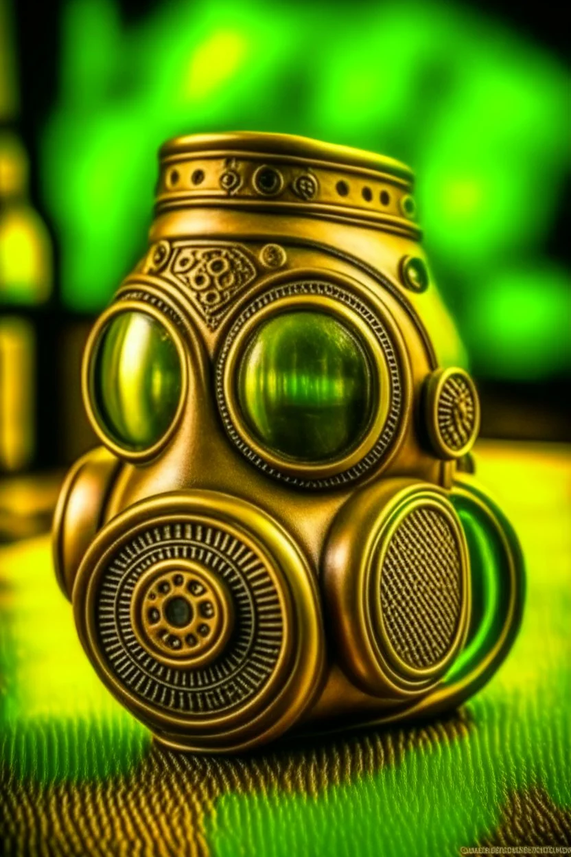 warrior portrait, Bronze metal gas-mask, comic style