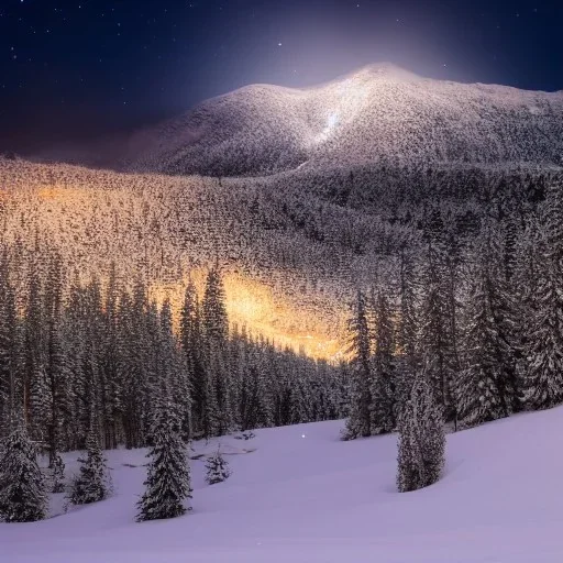 mountain snow night