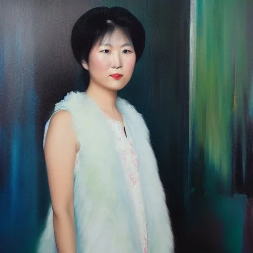 Full body portrait, painting, medium shot lady Yamikawa