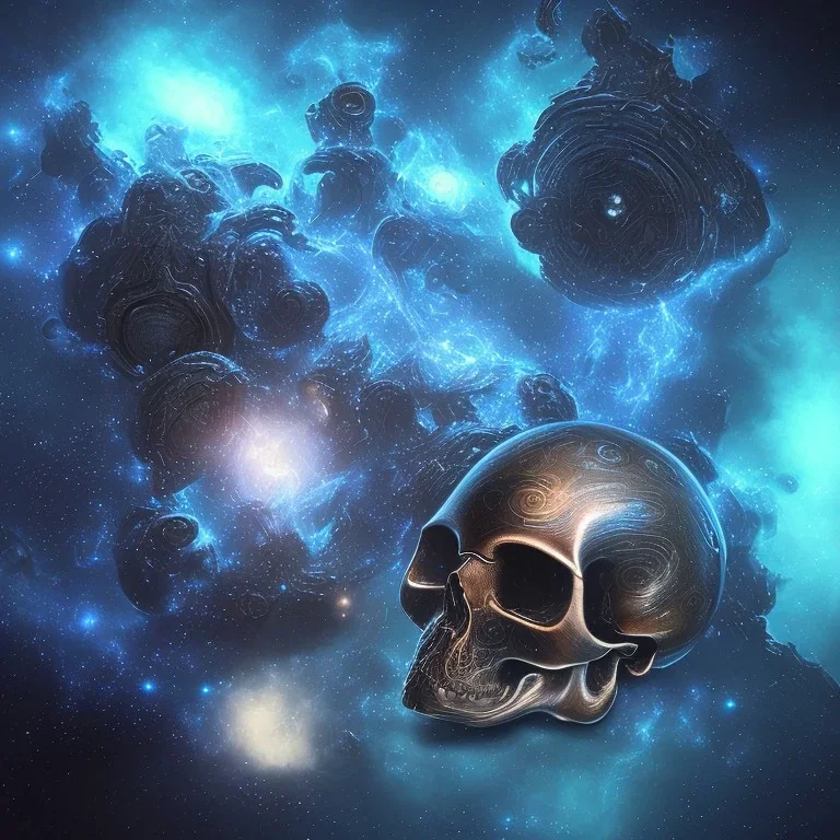 metal magic armoured skull MUSHROOMS stars galaxy SPACE lANDSCAPE BURNING IN BLUE FLAMES hellfire abyss math