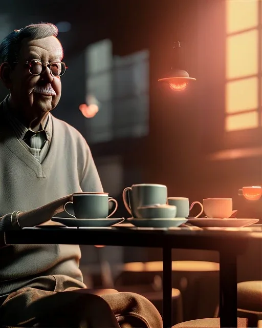 Cafe people, realistic photo, Alfred Hitchcock concept art, smooth, unreal engine 5, god lights, ray tracing, RTX, lumen lighting, ultra detail, volumetric lighting, 3d.