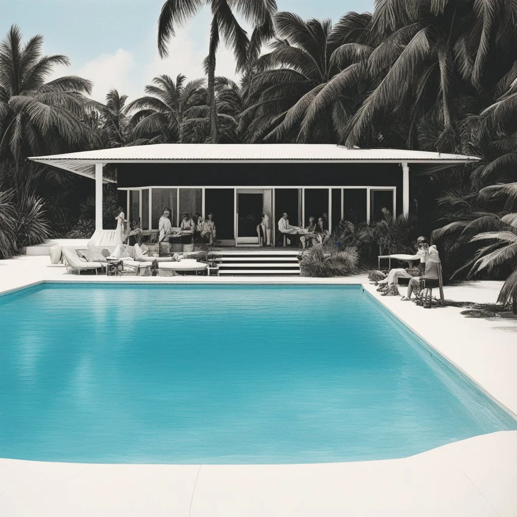 a pool party at Jeffrey Epstein's Island by Charles Bukowski