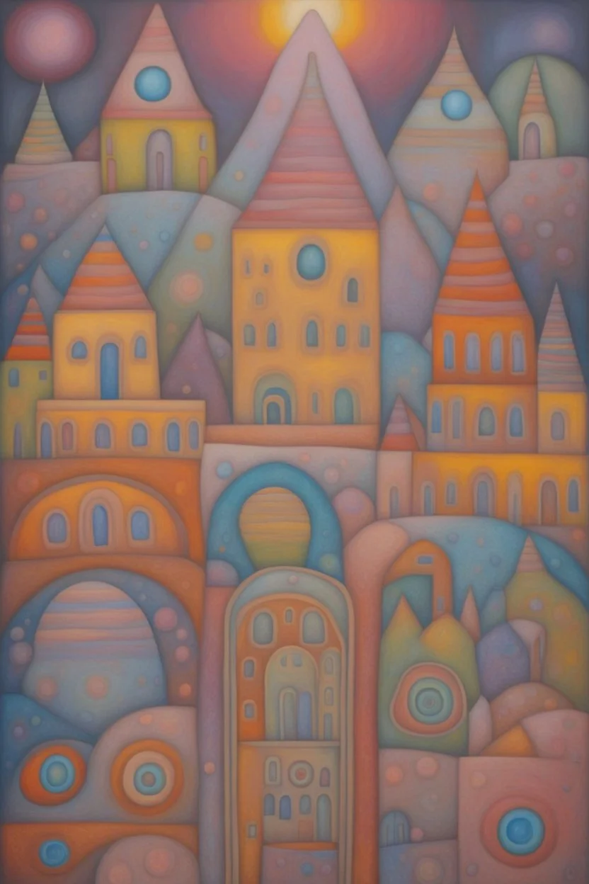 Every mind contains the whole universe; Neo-Figurative Art; fabulously detailed; Transcendent; Hundertwasser; Alan Kenny; beautiful glittery pastels