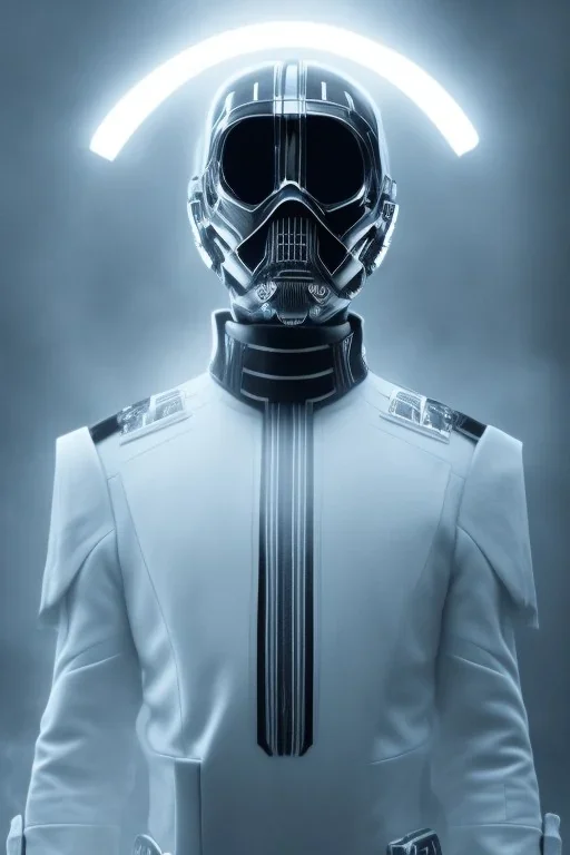 All Black Hayden Christensen soldier, ghost, wearing high tech mask, white smoke, dark, rage, sorrow, high definition, ultra 8 k, volumetric lighting, blue fire, fog