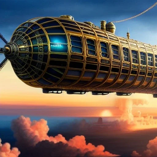 fullbody Drawing of 'sketch of steampunk Airship as in the movie mortal engines(2018)',intricate detail,andrea bonelli,Kilian Eng,Ohrai,evan lee,Aleksandr Sidelnikov,KyuYong Eom,three quarters frontal aerial view,toned colors,32k