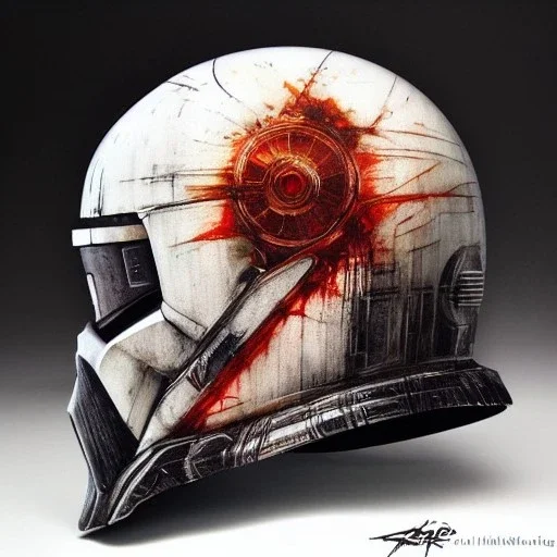 photorealistic luke skywalker helmet with weathered painting , illustration on coarse canvas by <agnes cecile> and <Yoji Shinkawa>, ornate and intricate details , soft smooth lighting, ultra detailed concept art,