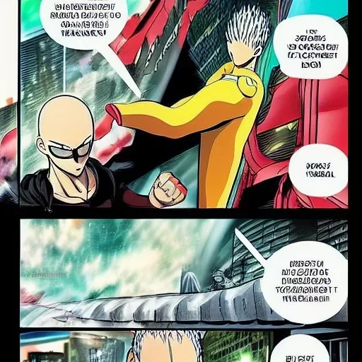 One punch man in Singapore iconic landscape in comic panel