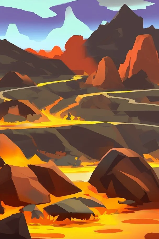 an simple inferno landscape with rocks