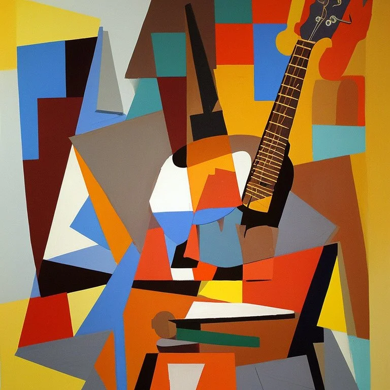 picasso abstract blocks more cubism brown guitar