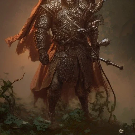 Insanely detailed photograph of an “portrait of an D&D fighter wearing a ivy colored medium armor”, intricate calvary hat, stern clear face and hyperdetailed painting by Ismail Inceoglu Huang Guangjian and Dan Witz CGSociety ZBrush Central fantasy art album cover art,8K, hdr, epic, mysterious, ominous, hands focused on a glowing D20, jewelry, motivated