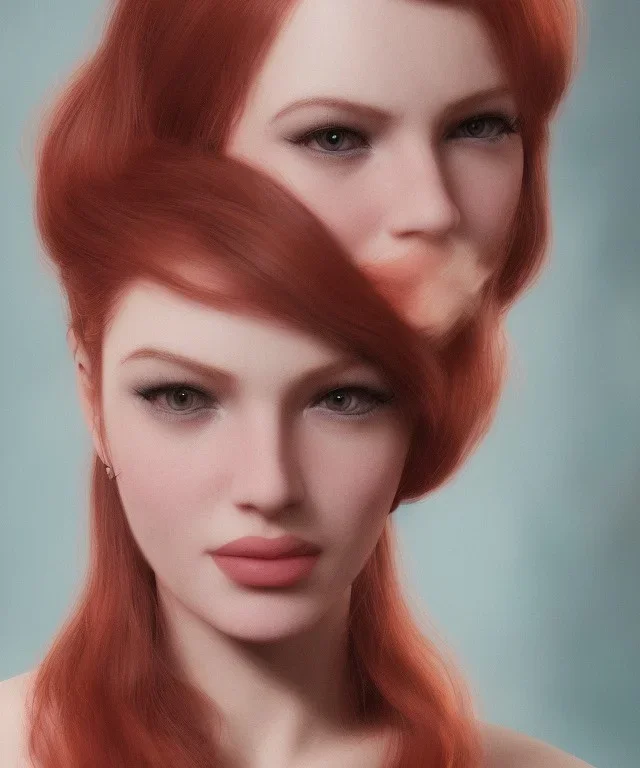 beautiful French woman classic portrait colourful redhead