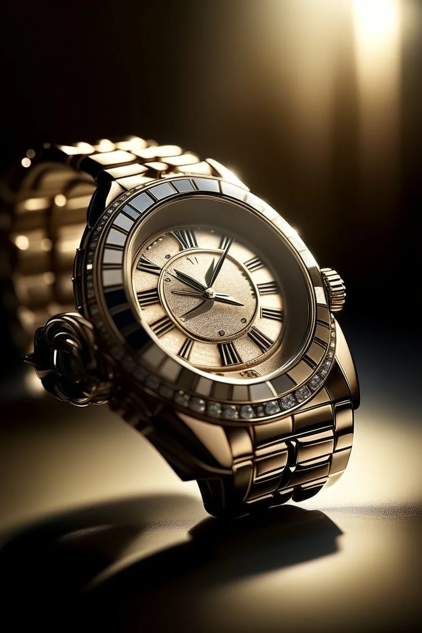 Create an image of the Cartier watch placed in soft natural light to capture its shimmer and shine."